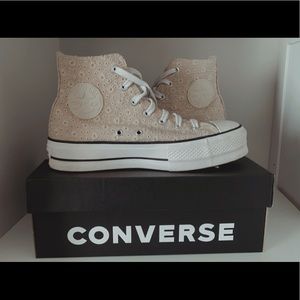 Platform Embroidered Converse - Never Worn